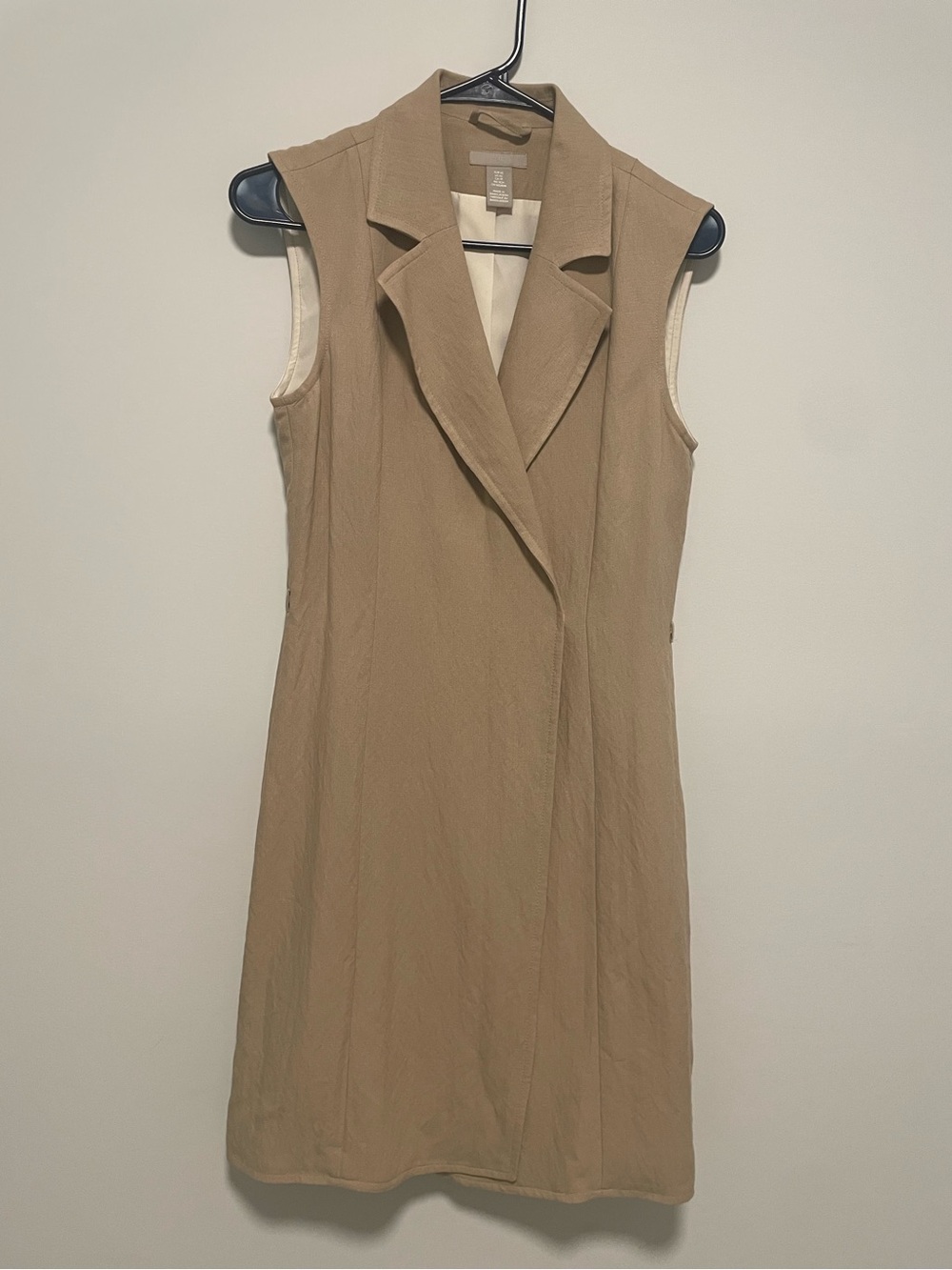 HM Women’s Sleeveless Collared Dress Vest Tan Brown Beige XS
